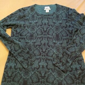 Women's Teal snakeskin Patterned cashmere Nicole Miller Sweater